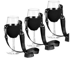 Wijnglashouder 3 Stuks - Draagbare Wijnglas Houder - Verstelbare Lanyard - Geschikt voor Bruiloft/Birthday/Feest - Robuust/Rubber - 24x14x8.5 cm - Wijnglasdrager