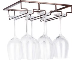 Wijnglashouder onder kast, glazen houder voor wijnglazen, glaswerk, hangend metalen wijnglasrek, glazenopslag voor keuken, bar en restaurant, goud
