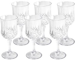 Wijnglazen met kristaleffect - 6x stuks - 200 ml - kunststof - herbruikbaar
