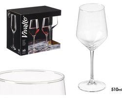 Wijnglazen Set - 6 Delige Wijnglazen - 510 ml per Glas - Conisch Elegant Design - Transparant Glas - Voor Rode Wijn Witte Wijn en Rosé - Luxe Drinkglazen voor Thuis en Horeca