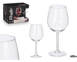 Wijnglazen Set - 6 Delige Wijnglazen - 600 ml per Glas - Elegant Rond Design - Transparant Glas - Voor Rode Wijn Witte Wijn en Rosé - Luxe Drinkglazen voor Thuis en Horeca