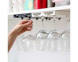 wijnglazenhouder - 2 Rijen - Wijnrek wit - Glazenrek Wijn - Wijnglazenrek - Ophangrek wijnglazen - Wijnglazen Rek - WIT - 25*11*2cm - Wijnglazen Houder - Glazenrek - Wijnglas Houder 6 glazen - Wijnglazen organizer