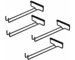 Wijnglazenhouder - 4 stuks - Wijnglazenrek - Ophangrek Wijnglazen - Glazenrek - Hangend - ijnglas houder - Zwart - Metaal - voor 16 glazen - 30x10x4cm