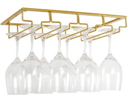 Wijnglazenhouder - Goud - 12 Glazen - 40 cm x 22,5 cm x 6 cm - Wijnglazenrek - Wijnglazenhouder Ophangrek - Glasophangrek - Glazenrek - Wijnglazen houder - Wijnrek