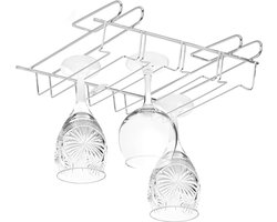 wijnglazenhouder - voor 12 glazen - 8,5x34,5x26cm - ophangrek - metaal - zilver