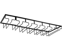 Wijnglazenhouder - Zwart - 21 Glazen - 70 cm x 22,5 cm x 6 cm - Wijnglazenrek - Wijnglazenhouder Ophangrek - Glasophangrek - Glazenrek - Wijnglazen houder - Wijnrek