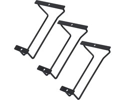 Wijnglazenrek voor aan de muur - Keukenrek voor wijnglazen - Wijnglazenhouder - Rek voor rode wijn - Glazenhouder - Hangend barrek - Opbergrek - Wijnglazenrek - Geschikt voor alle maten wijnglazen - 22,5*11*5 cm - Zwart - Set van 3