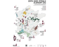Wijnkaart Poster - Franse Wijn - Decoratie Woning - Gedetailleerde Regio's - 50 x 70 cm - Multicolor