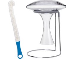 Wijnkaraf Droogstandaard - Karaf Droger Rek - Karaffen Schoonhouden - Rubberen Coating - 24 cm - Zilver
