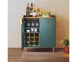 Wijnkast - Barkast Buffetkast - Dranken Serveren - Ruimte voor 9 flessen - 80x94x38 cm - Groen