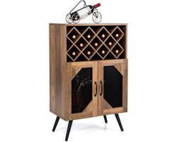 Wijnkast Dressoir - Barkast Keuken - Flessen Opbergen - Afneembaar Rek - 595 x 335 x 935 cm - Bruin Zwart