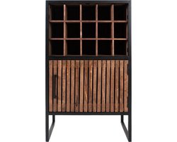 Wijnkast Loek 90 x 55 cm - Bruin Mangohout - Industrieel