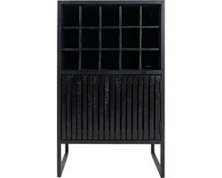 Wijnkast Loek 90 x 55 cm - Zwart Mangohout - Industrieel