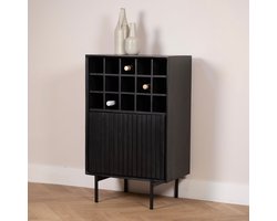 Wijnkast Madison | Zwart Mangohout