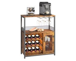 Wijnkast met LED - Industrieel Dressoir voor Woonkamer - Bruin
