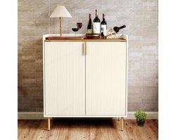 Wijnkast met Standaard - Barmeubel Buffetkast - Dranken Opbergen - Ruimte voor 9 Flessen - 80 cm Breed - Wit