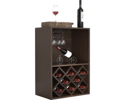 Wijnkast - opbergen drankflessen wijnflessen - wijnrek met glashouder - drankenkast - barkast