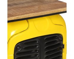 Wijnkast tractorstijl massief mangohout geel 49 x 31 x 172 cm met 2 legplanken en 9 wijnflessenhouders