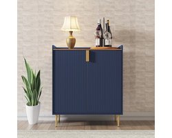 Wijnkast voor 9 flessen met glazen houders - Vrijstaand barkast en dressoir voor woon- en eetkamer