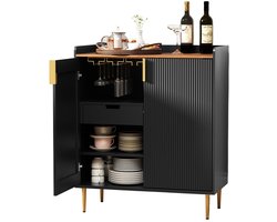 Wijnkast – Wijnrek – Drankkast – Barmeubel – Buffettafel – Vintage Design – 9 Flessen Opbergruimte – Hoogwaardig MDF Metalen Frame