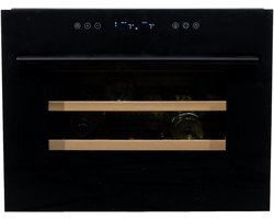 Wijnklimaatkast Inbouw - Zwart - Wijnkoelkast 24 flessen - 45.3 x 59.2 x 56.3 cm - Wijnkast glazen deur