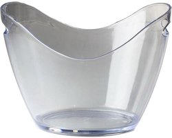 Wijnkoeler, Champagne emmer Plaza helder Acrylaat Ovaal 3 L. met handgrepen. Afm: 26,5x20x20cm