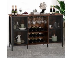 Wijnkoeler – Flessenkoeler – Wijnvat Koeler – Vergrendelbare Glazen Deur – Houtnerf Design