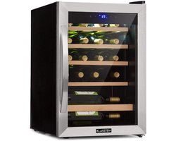 Wijnkoeler met glazen deur voor 19 flessen - 65L, 4-18°C, roestvrijstalen frame