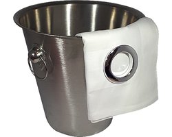 Wijnkoeler Servet met klikring Zilveren Ring + Wijnkoeler met handvaten (21x22 cm) [IJsemmer - Bierkoeler - Champagnekoeler - Champagne Emmer - Metaal - Wijn Drank Emmer - Zilver Staal - Horeca Accessoires]