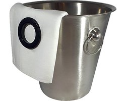 Wijnkoeler Servet met klikring Zwarte Ring + Wijnkoeler met handvaten (21x22 cm) [IJsemmer - Bierkoeler - Champagnekoeler - Champagne Emmer - Metaal - Wijn Drank Emmer - Zilver Staal - Horeca Accessoires]