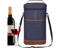 Wijnkoeler Tas - Fleshouder - Outdoor Picknicks - Lekvrij Ontwerp - Voor Twee Flessen - Blauw