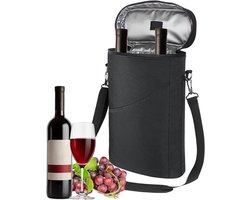 Wijnkoeler Tas - Fleskoeler Reizen - Dranken Koel Houden - Waterdichte Robuuste Stof - 33 x 29.8 x 9.9 cm