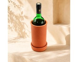 Wijnkoeler van klei - Flessenkoeler Dranken - Dranken Koel Houden - Natuurlijke Verdampingskoeling - 700 ml Flessen - Bruin