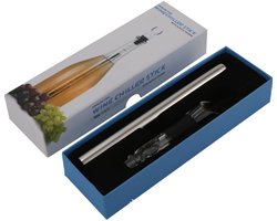 Wijnkoeler - Wijnkoeler Stick - 3-in-1 Wijnkoeler van Roestvrij Staal - Snel Wijnkoelstaaf zonder Ijs - Wijnbeluchter en Schenkstop - Incl. Cadeauverpakking - Blauw - Zonder stop