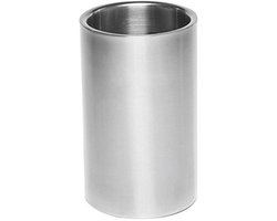 Wijnkoeler - Zilver - RVS - Dubbelwandig - 18x11 cm - Luxe Fleskoeler - Roestvrijstaal - Stijlvol Tafeldesign