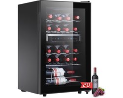 Wijnkoelkast 2 zones voor 20 flessen - 68 liter, touch-bediening, glazen deur