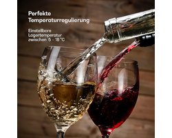 Wijnkoelkast – Luxe Wijnkast voor 24 Flessen – Stille Vrijstaande Drankkoeler 63L – Met Digitale Temperatuurregeling 5–18°C – RVS Glasdeur – Compacte Wijnkoeler voor Rode & Witte Wijn – Industrialhome