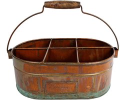 Wijnkrat oud messing metaal 35x20x12,5cm koper ovaal flessenhouder handvat | 082162 | Gifts Amsterdam | Stoer & Sober Woonstijl