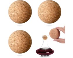Wijnkurkbal - 3 Stuks - 6 cm - Kurken Flesstopper - Houten Wijnkurkbal - Flesstopper voor Wijnflessen - Glazen Flessen - Doe-Het-Zelf Knutselprojecten - Decoratief - Zacht