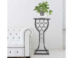 Wijnopslag Rek voor 11 Flessen - Stijlvolle Zwarte Wijnhouder met Marmeren Tafelblad