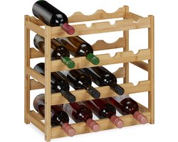 wijnrek - 16 flessen - bamboe - 42,5 x 45 x 23,5 cm - keuken en kelder - natuur