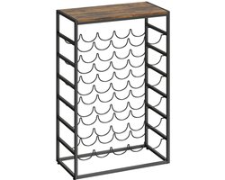 Wijnrek 59x30x88.5cm Bruin Metaal wijnfleshouder wijnopslagrek meerlaags vrijstaande wijnkast met capaciteit voor 30 flessen industrieel ontwerp stabiel en duurzaam geschikt voor wijnkelder restaurant en woonkamer