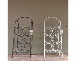 Wijnrek 6 Flessen Staand Metaal Wit