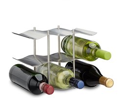Wijnrek 9 flessen van metaal - modern design - staand flessenrek - HBD 22x27x165 cm zilver