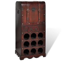 Wijnrek 9 Flessen – Wijnkast – Wijnhouder – Wijnopberger – Barmeubel – Houten Vintage Design – Stevige Constructie Met Sluitklip