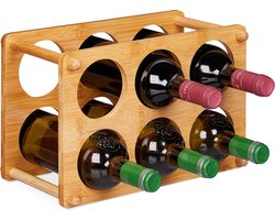 wijnrek - bamboe - 6 flessen - 21 x 32 x 18,5 cm - natuur