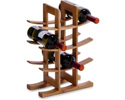 Wijnrek bamboe - Voor 12 flessen - Natuur - 29 x 16 x 42 cm