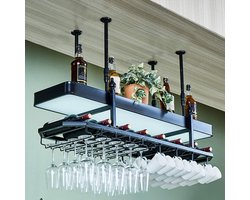 Wijnrek - Fleshouder Glazenrek - Bar Inrichting - Verstelbare Hoogte - 100 cm - Multicolor
