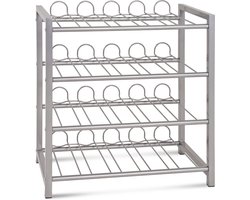 Wijnrek – Grijs staal – Voor 36 flessen, praktisch ontwerp – 60 cm hoog, 54 cm breed, 31 cm diep