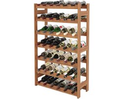Wijnrek - hout - 63x102x25 cm - naturel - voor wijnflessen